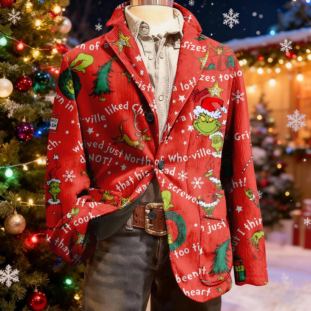 Мужской уродливый рождественский вельветовый теплый карманный пиджак-кардиган, мужской повседневный костюм