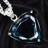 Teal Sapphire 80.1 Ct CERTIFIED Trillion 925 Sterling Silver Gemstone Pendant MY-PD-116-NS