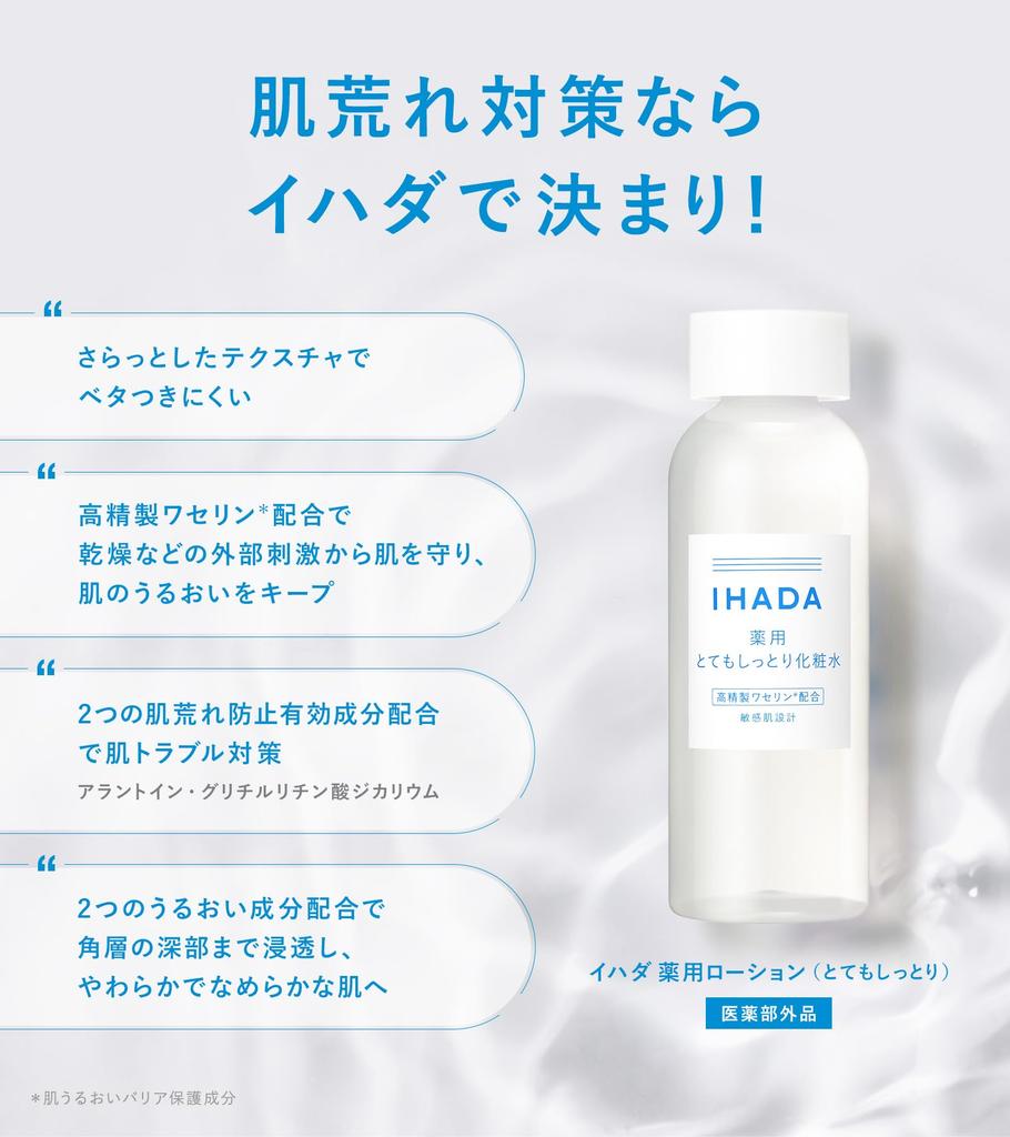 Ihada Лечебный лосьон для и Чувствительной кожи 180 мл (Очень увлажняющий) Шероховатая, Комбинированная, С акне, Сухая, Кожа, Увлажняющая, [Квазилекарственное средство],