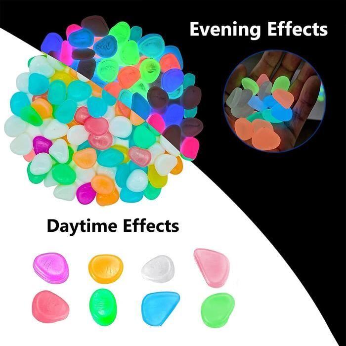 300pcs Luminous Stones,Glow Pebble,Fluorescent Pebbles,Decoration Stones,Colorful Luminous Aquarium,Outdoor Garden Aquarium