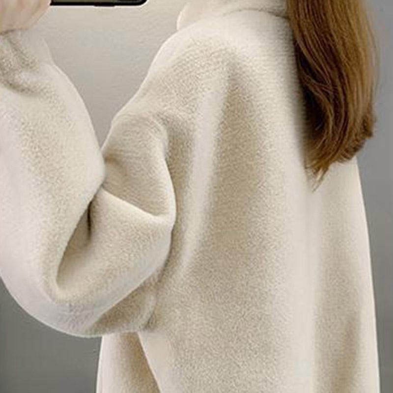 Пальто для женщин Флис Утолщенный Плюшевый Осень Зима Воротник-стойка Топ Оверсайз Повседневная Куртка на молнии