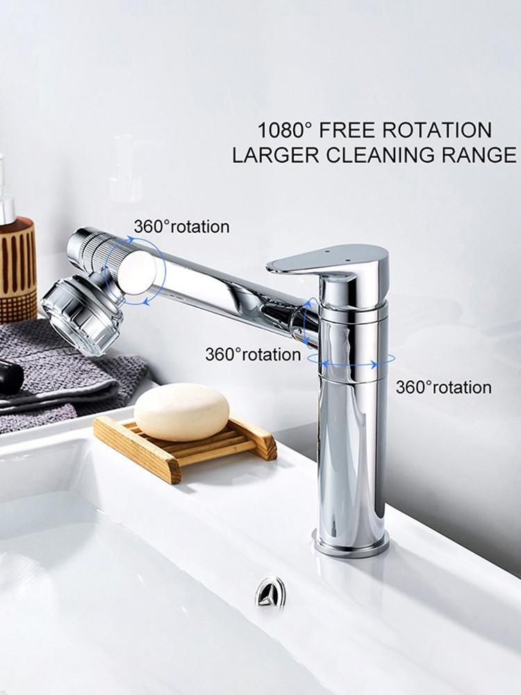 Поворотный смеситель для раковины на 180 градусов, смеситель для крепления на палубе, брызгозащищенный водопроводный кран