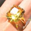 Luxury Yellow Gold Color Princess Cut Topaz Rings Charm Wedding Engagement Bride Jewelry Size 6-10