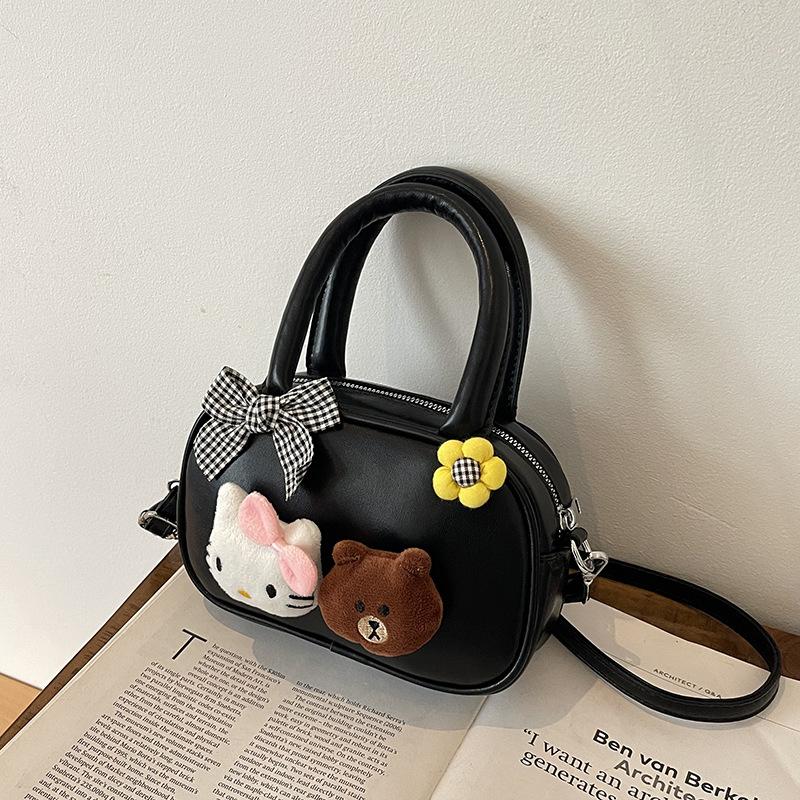 Korean Version of Cute Cartoon Doll Handbag Women's Bag 2025 Fashion Versatile Hand Small Square Bag Simple Shoulder Messenger Bag