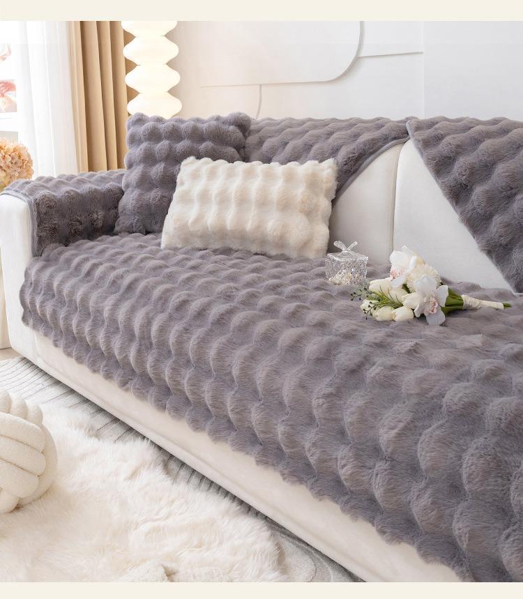 Thicken Imitation Rabbit Fur Recliner Sofa Cover Sofa Protective Blanket Non-slip Armchair Covers Plush Living Room Home Decor