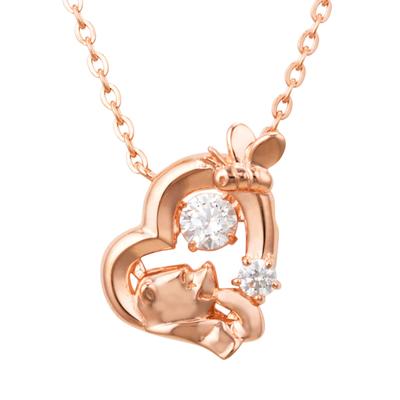 Ожерелье «Танцующий камень» Disney Silver 925 Cubic Zirconie Heart Pink Gold DISS011PG [White Clover] «Винни-Пух» для женщин