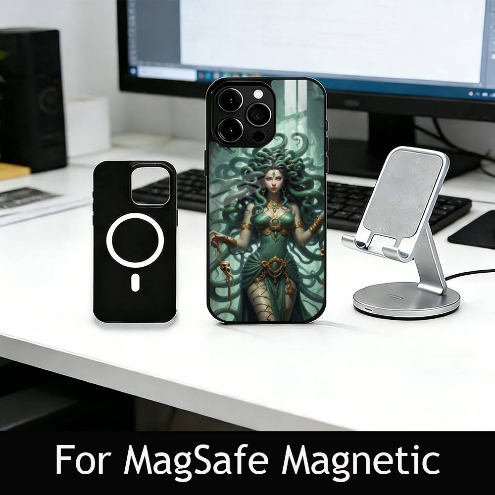 Medusa G-Mythology Phone Case For iPhone17,16,15,14,13,12,11 Plus,Pro Magnetic For Magsafe Wireless Charging