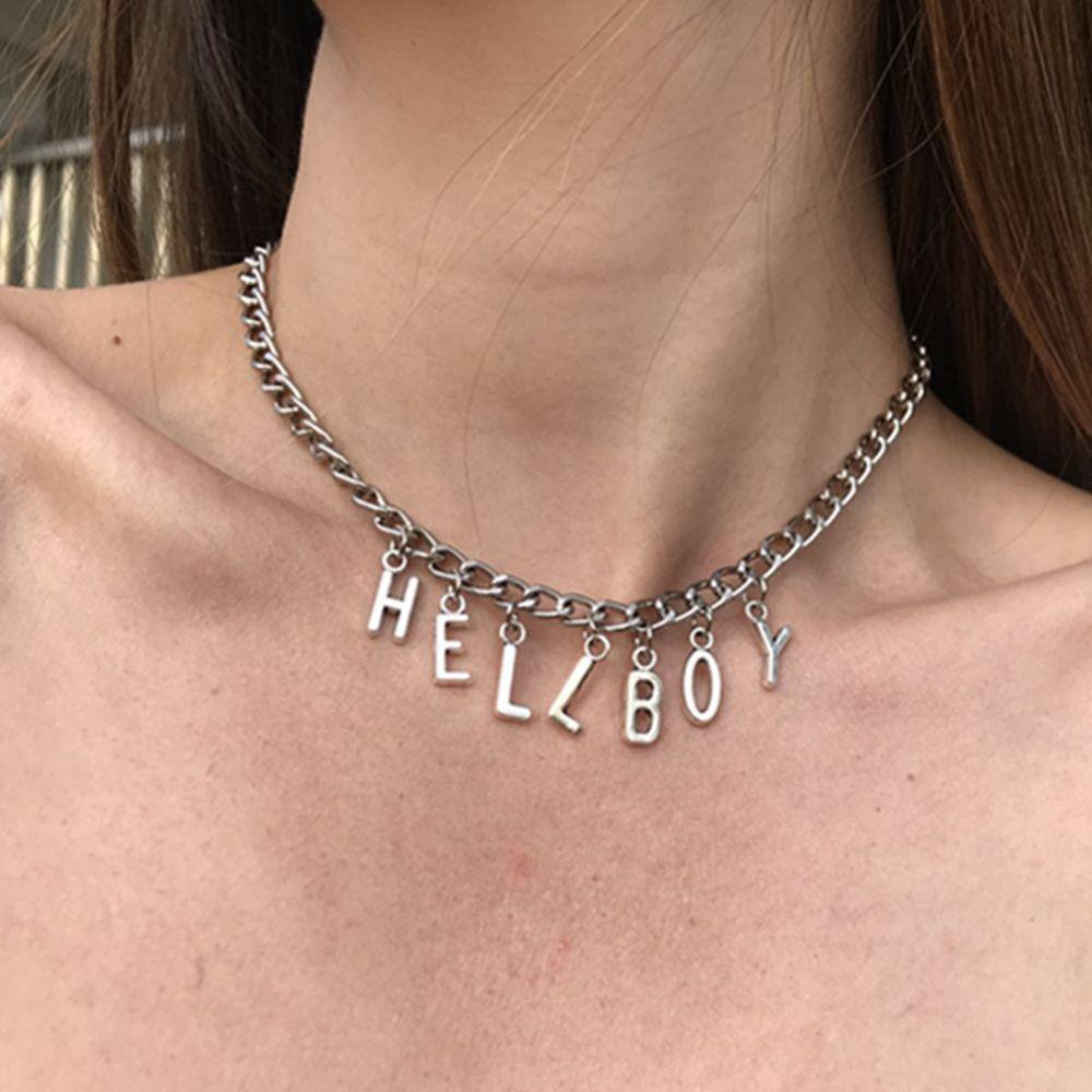 New Hip Hop Women "Hellboy" Choker Letter Bib Chain Pendant Necklaces