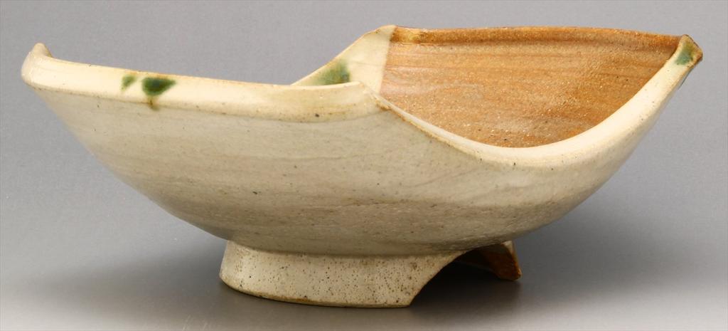 Seto Ware Miyake Oribe Boat-shaped Mukozuke (wooden Box) Yashichida Oribe 015-0009