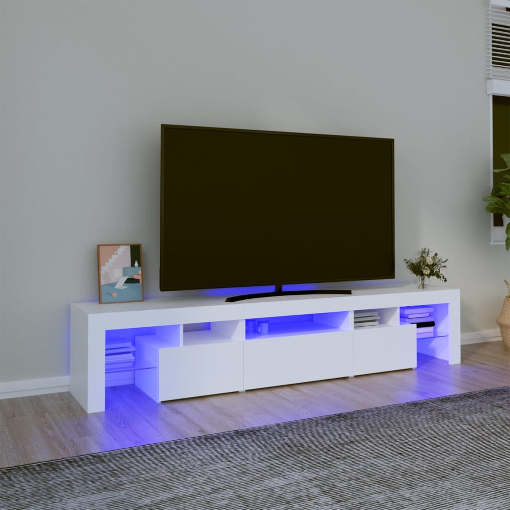Vidaxl Szafka Pod Tv Z Oświetleniem Led, Biała 200X36,5X40 Cm