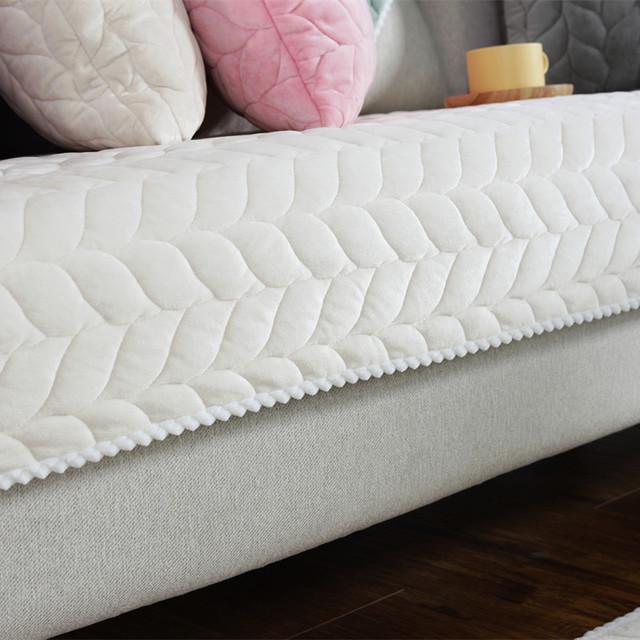 Thicken Short Plush Quilted Sofa Towel Lace Edge Non-slip Sofa Cover European Style Sectional L-shaped Couch Cover