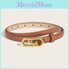 Simple Oval Gold Buckle Decoration Women Solid Color Slim Belt For Daily Use