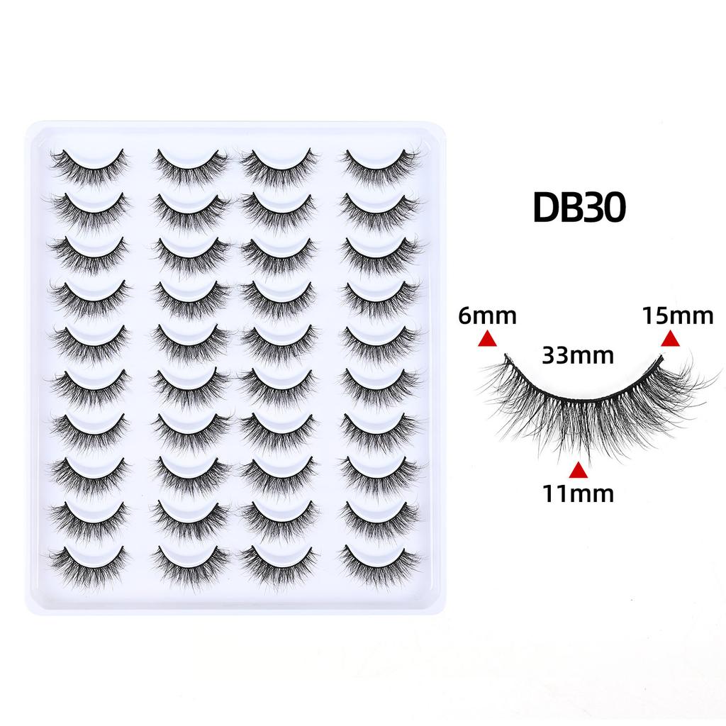2026 False Eyelashes One Piece Natural Curl Pocket Sweet False Eyelash Tuft Women's Group Short 20 Pairs