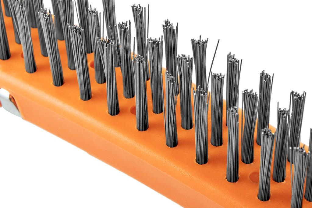 Wire brush, steel wire, 3x19 rows, with scraper