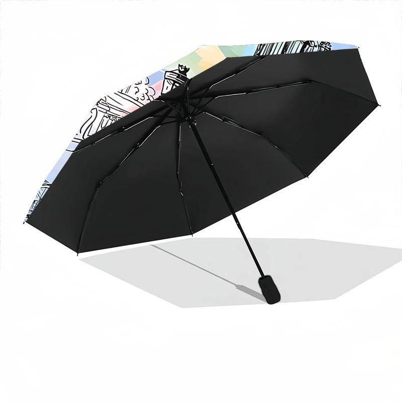 1pc Paris Landmarks Automatic Folding Umbrella - 8-Rib Automatic Open/Close, Large Canopy Birthday Festival Gift yy251217121