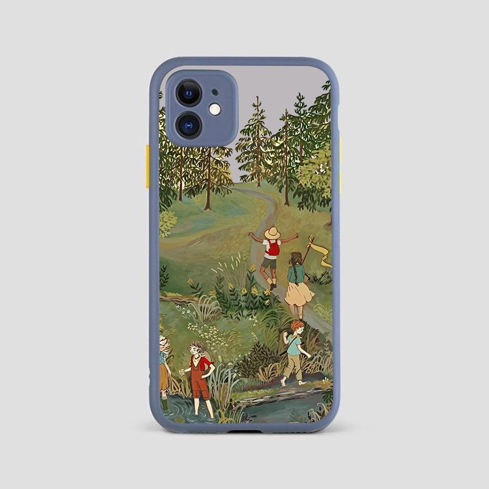 Мультяшный Пейзаж Девушка Чехол для Телефона для iPhone 14 11 12 13 Mini Pro Max 8 7 Plus X XR XS MAX Полупрозрачная Матовая Крышка