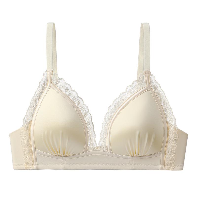 Lace soft and sticky small chest bra without steel ring, comfortable support, skin friendly, not restrictive, small chest gathered and enlarged