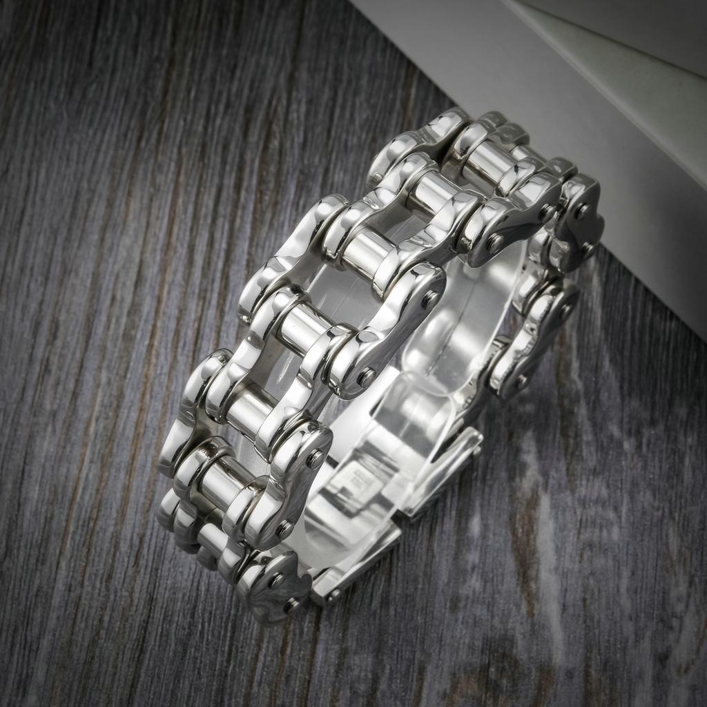 Massive Wide Bracelet Men Rock And Roll Motorcycle Chain Men's Bracelets Heavy Stainless Steel Bangles Biker Jewelry