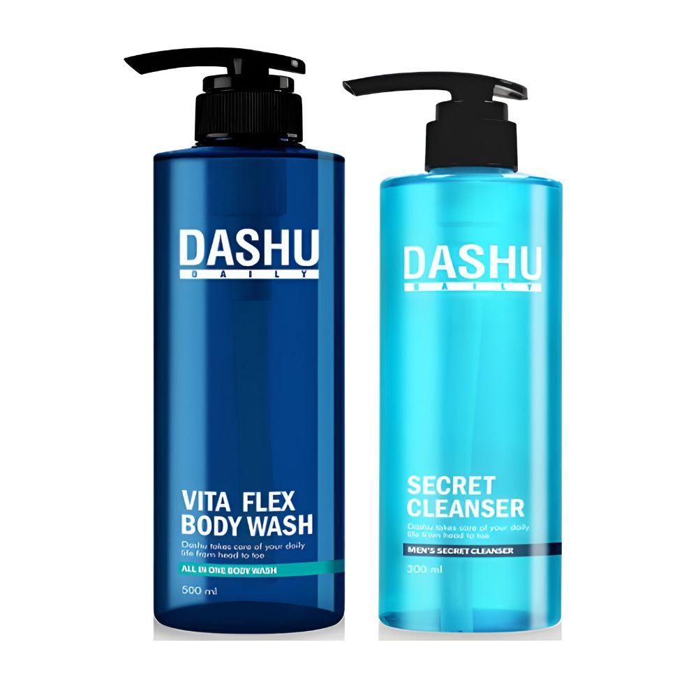 DASHU Daily Vita Flex Cooling Men Intimate Wash 300ml and All In One Body Wash 500ml Grooming Set K-Beauty