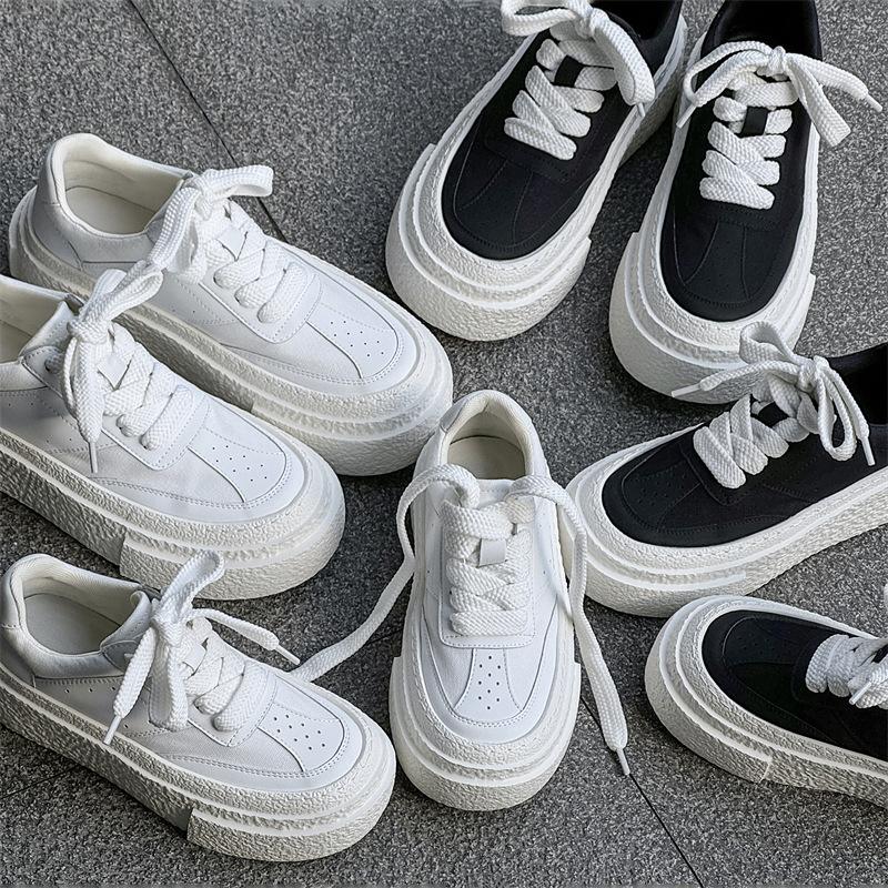 Пара туфель на толстой подошве в стиле «высокий сосновый пирог», универсальные парусиновые дышащие повседневные кеды на платформе, легкие маленькие белые туфли 50557-W