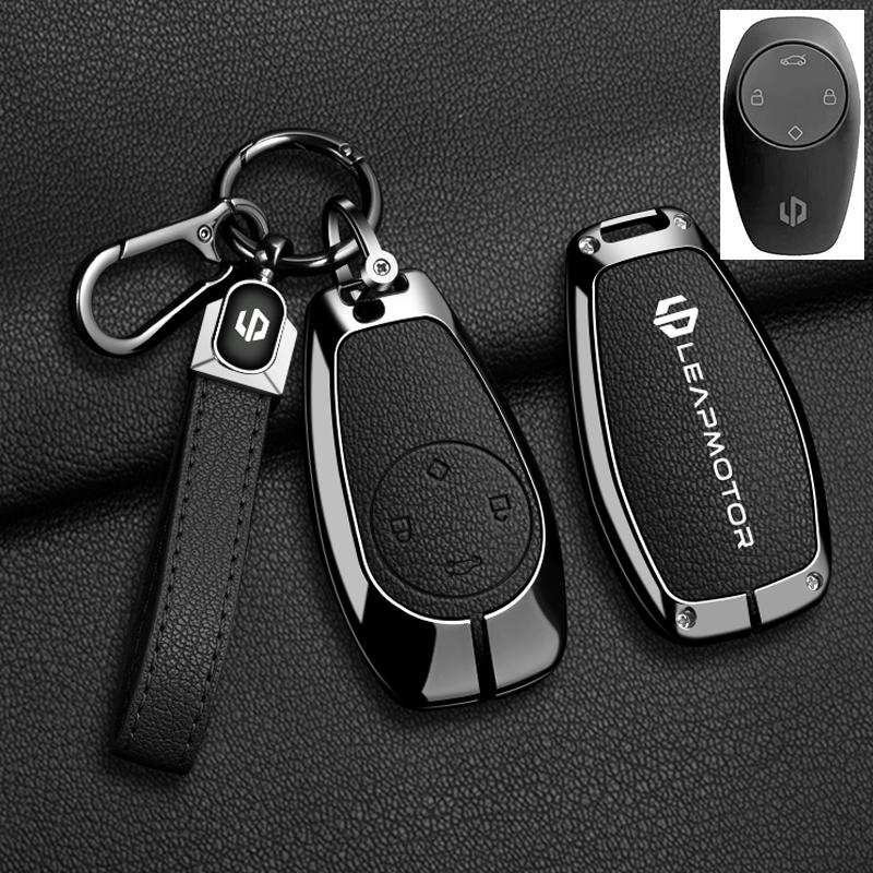 BFM1 Car Remote Key Case Cover For Leapmotor C16 C11 C10 C01 B10 T03 S01 Type Zinc Alloy Leather Protector Auto Keychain Accessories