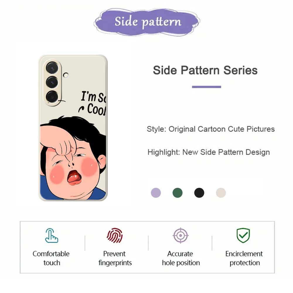 For Samsung Galaxy A36 5G Case Make Faces Kid Pattern Printing Straight Edge TPU Phone Back Cover