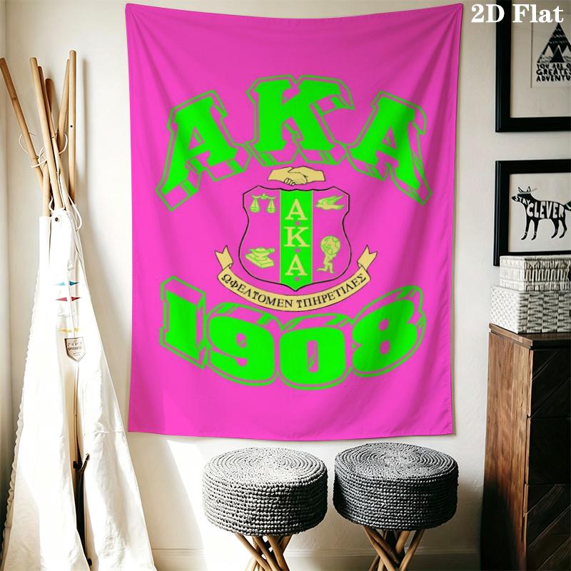 AKA Sorority Wall Tapestry Aesthetic Wall Hanging Printed Fabric Blanket Decorative Tapestries for Bedroom Living Room Home Decor