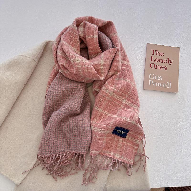 Осень и зима новый универсальный шарф женский утолщенный вязаный толстый бахромчатый теплый шарф имитация кашемира шаль