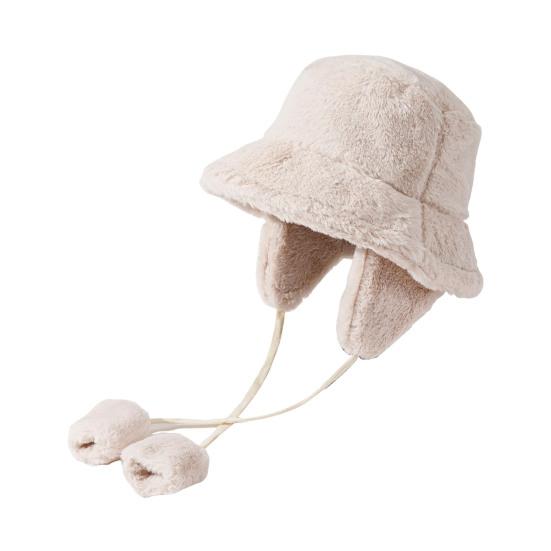 Plush Fisherman Hat with Detachable Ear Protection Windproof Rope Winter Hat Outdoor Activities Travel