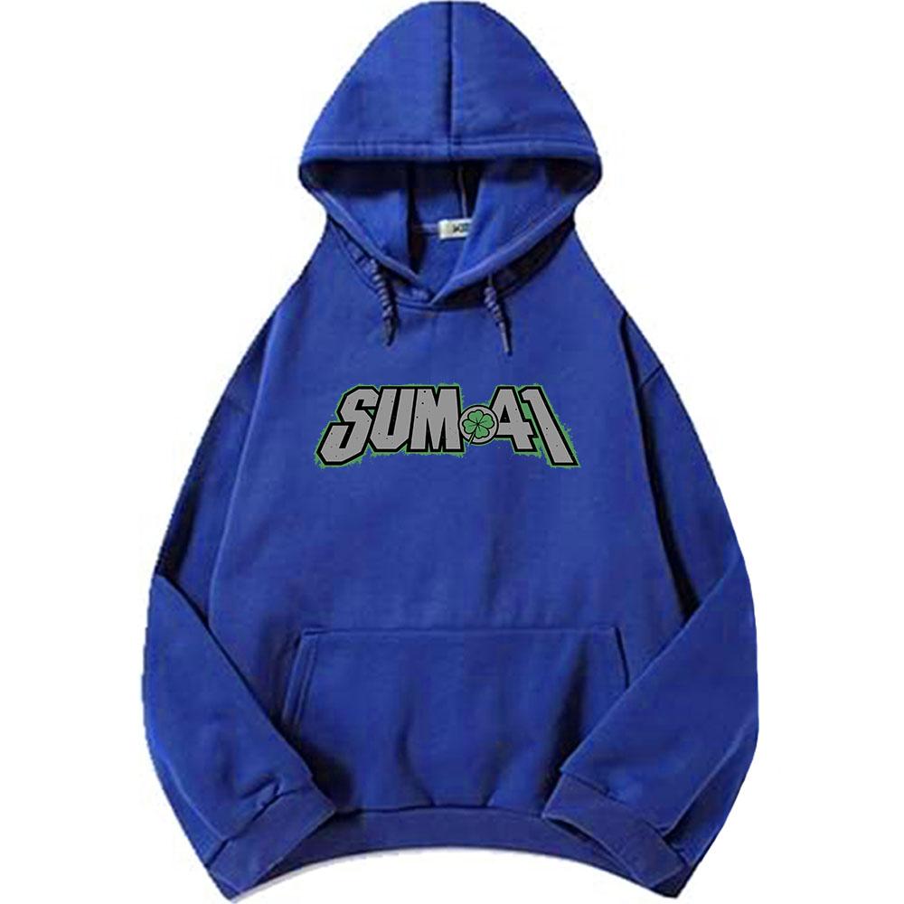Men Women Sum41 Clover Graphic Hoodie Long Sleeve Pullover Hooded Sweatshirt Rock Band Streetwear Casual Couple Sudadera Tops