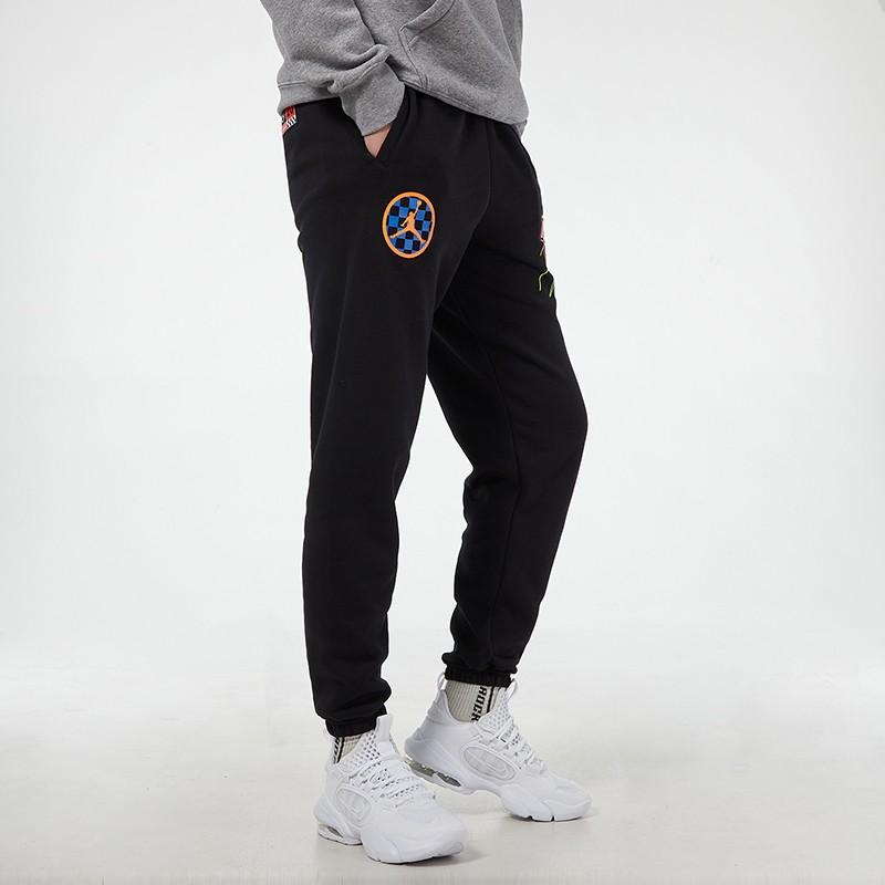 Jordan Air 23 Running Training Print Fleece Lined Foot Length Style Knitted Sweatpants Men's Black CV3162-010