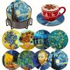 8 Pieces/set of Diamond Painted Starry Sky Patterned Coasters with Brackets DIY Coasters for Beginners and Adults, Art and Craft Supplies Gifts