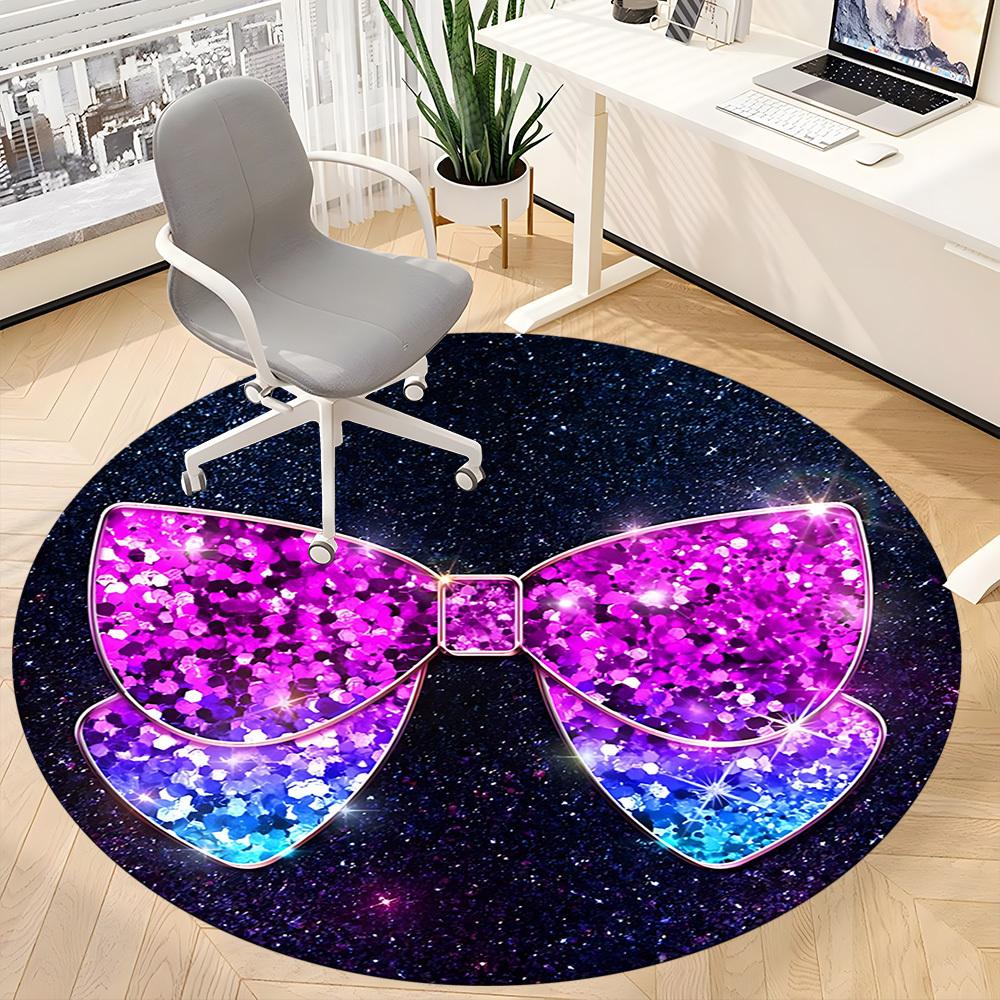 1pc Glitter BowChair Carpet for Office, Indoor Non-Slip Washable Polyester Fiber Carpet, Mat For Office, Machine Washable