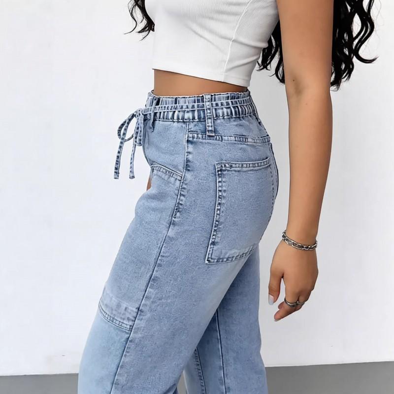 2026 High-Waisted Wide-Leg Denim Pants Women Vintage Washed Loose Fit Streetwear Jeans