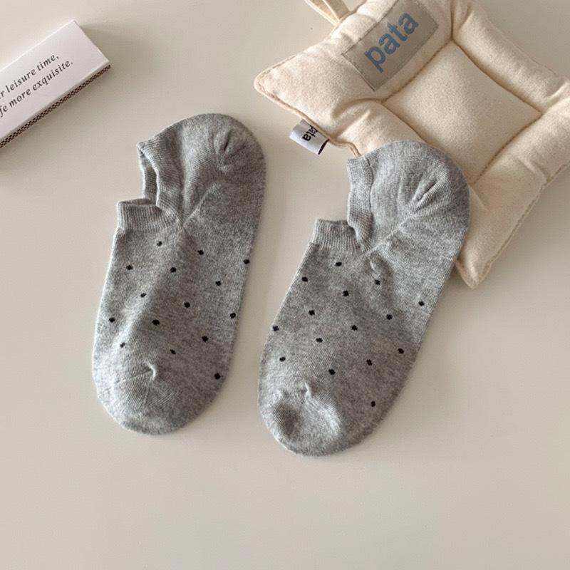 Seasonal Shallow Mouth Boat Socks Socks Women'S Solid Color Polka Dots Do Not Fall Off And Invisible Socks Summer Women