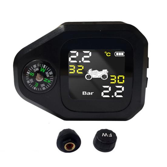 Мотоциклетная TPMS с компасом, пылезащищенная, простая установка, термостойкая, энергосберегающая, ЖК-дисплей