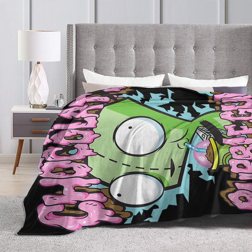 Invaders Zims Blanket Warm Soft Funny Plush Throw Blanket For Girls Boys Home Decor Flannel Bedspread Bed Cover
