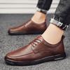 Модные коричневые удобные и универсальные мужские кожаные туфли на шнуровке в минималистском стиле для мужчин, для свадеб, вечеринок, офиса, бизнеса, повседневной носки