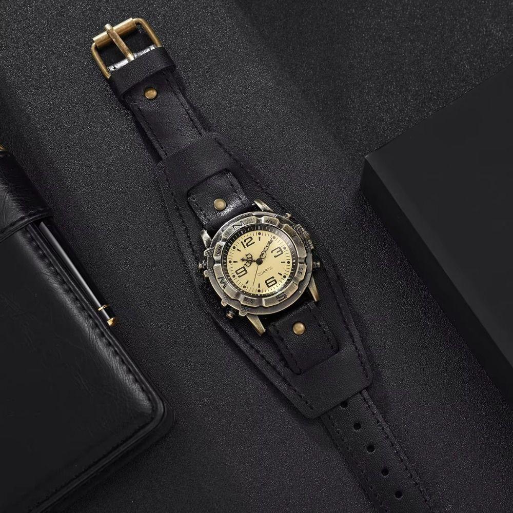 Cowhide Strap Leather Strap Watch Punk Style Watch Bracelet Cowhide Bracelet Watch Men Gift
