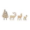 Scatter Decoration Wood Tree / Deer, FSCMixC , Natural, In 4 Pcs, 4 - 8cm Thick.5mm, Box 1kit