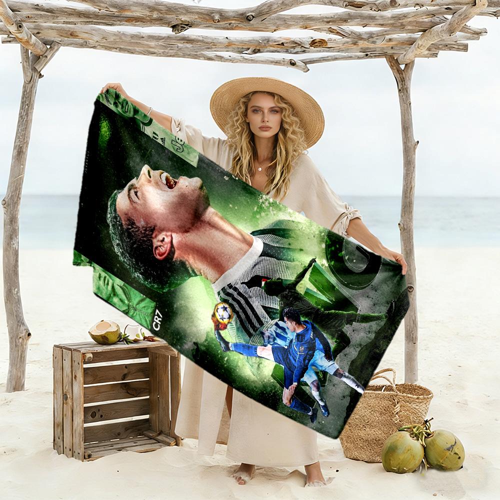 Ronaldo's Iconic Skills Beach Towel Super Soft & Absorbent Comfortable Lightweight
