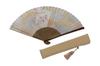 Веер ручной работы от Kyoto Fan с бумажной коробкой и мешочком для веера [Hasegawa] «Kikyou» с двухсторонним узором, ремесленники, кисточки, бежевый, в комплекте,
