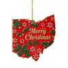 State Pride Christmas Pendant Merry Christmas in Golden Fonts U.S. States Patterns Holly Leaves Berries Snowflakes Xmas Ornament