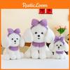 Dog Bowknot Teddy Plush Toy Stuffed Animal Doll Bedroom Decoration Kids Gift