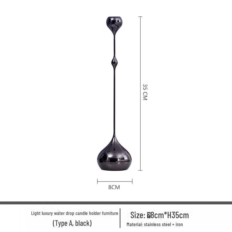 European Luxury Silver Teardrop Metal Candle Holder for Home Decor