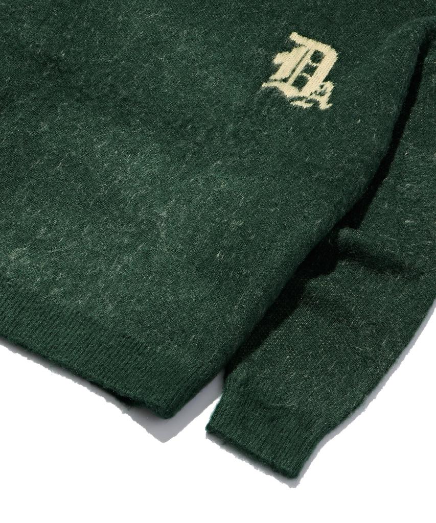 DISCUS ATHLETIC Gothic Logo Jacquard Knit Sweater Green
