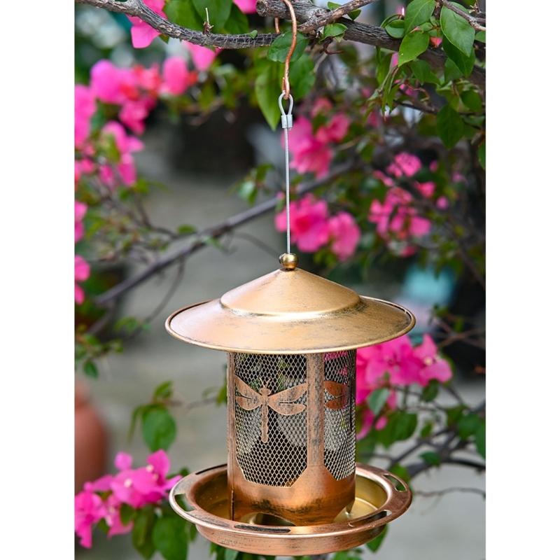 Rustproof Metal Wild Bird Feeder Feeding Tray Squirrels Proof Design Easy Fill Hanger For Backyard Bird Watching