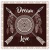 [P0293] - Black 'Boho' Canvas (Dream & Love) - 40x40 Cm