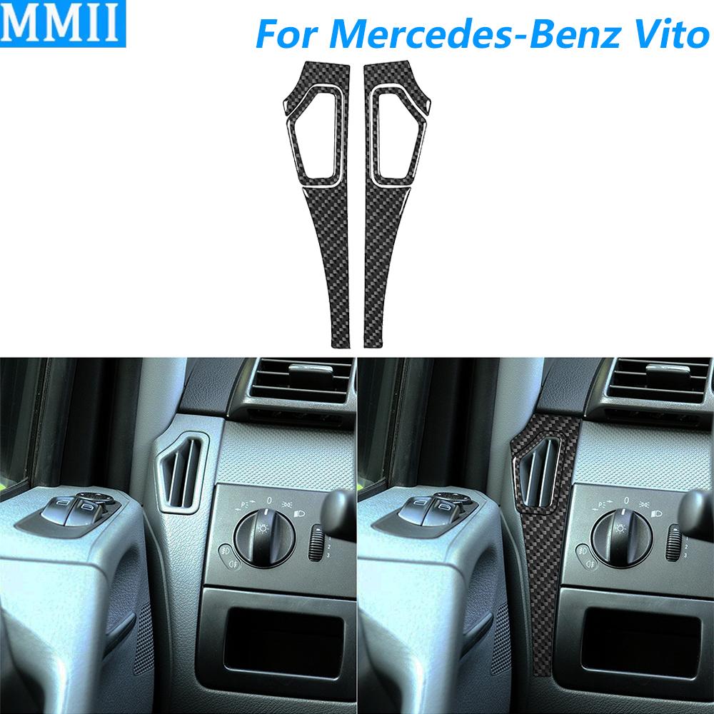 For Mercedes‑Benz Vito W639 2006-2014 Carbon Fiber Both Sides Instrument Air Vent Outlet Panel Trim Set Car Accessories Sticker