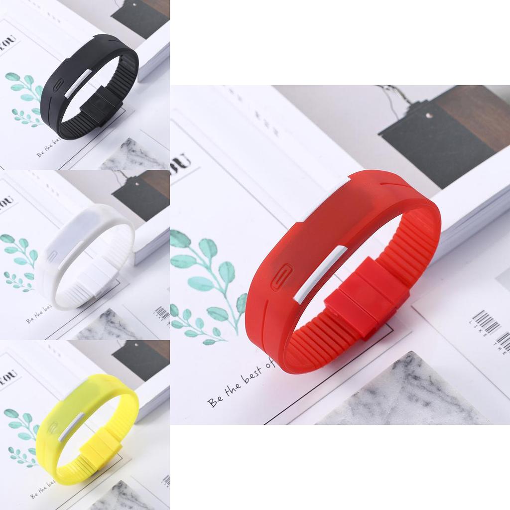 Стильные детские цифровые светодиодные силиконовые часы с регулируемым ремешком и прямоугольным циферблатом